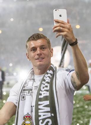 Toni Kroos during the celebration of the Champions League at Santiago Bernabeu Stadium. May 29,2016.  (76131)