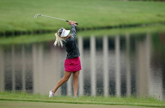 May 29, 2016 - Ann Arbor, Michigan, United States - Pernilla Lindberg of Bollnas, Sweden follows her fairway shot on the second hole during the final round of the inaugural LPGA Golf Damen Volvik Championship at Travis Pointe Country Club in Ann Arbor, MI, USA Sunday, May 29, 2016. LPGA Volvik Championship - Final Round  - ZUMAn230