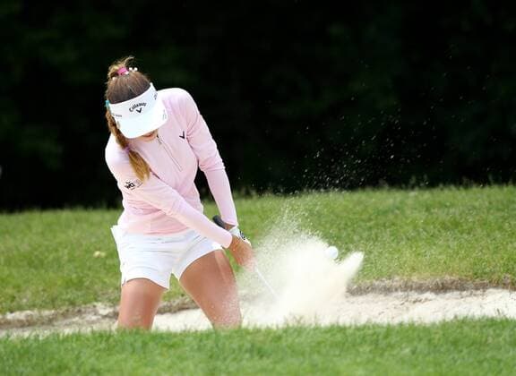May 29, 2016 - Ann Arbor, Michigan, United States - Belen Mozo of Spain hits out of the bunker on the third green during the final round of the inaugural LPGA Golf Damen Volvik Championship at Travis Pointe Country Club in Ann Arbor, MI, USA Sunday, May 29, 2016. LPGA Volvik Championship - Final Round  - ZUMAn230