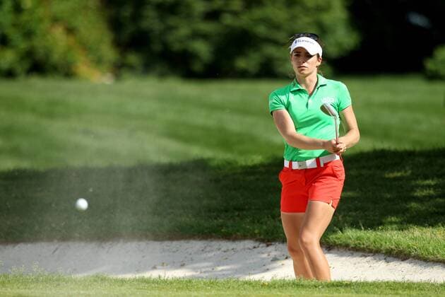 May 29, 2016 - Ann Arbor, Michigan, United States - Gaby Lopez of Mexico City, Mexico hits out of the bunker on the 17th green during the final round of the inaugural LPGA Golf Damen Volvik Championship at Travis Pointe Country Club in Ann Arbor, MI, USA Sunday, May 29, 2016. LPGA Volvik Championship - Final Round  - ZUMAn230