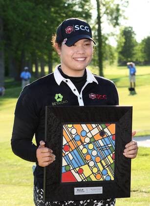 May 29, 2016 - Ann Arbor, Michigan, United States - Ariya Jutanugarn of Bangkok,Thailand poses with the 2016 Volvik Championship trophy after winning the tournament of the inaugural LPGA Golf Damen Volvik Championship at Travis Pointe Country Club in Ann Arbor, MI, USA Sunday, May 29, 2016. LPGA Volvik Championship - Final Round  - ZUMAn230