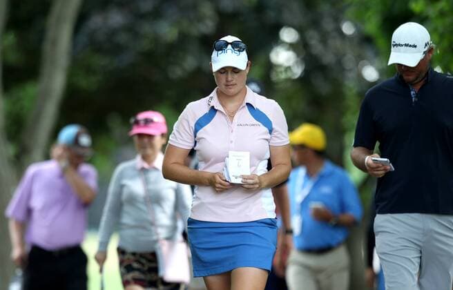 May 29, 2016 - Ann Arbor, Michigan, United States - Caroline Masson of Germany heads to the 17th hole during the final round of the inaugural LPGA Golf Damen Volvik Championship at Travis Pointe Country Club in Ann Arbor, MI, USA Sunday, May 29, 2016. LPGA Volvik Championship - Final Round  - ZUMAn230
