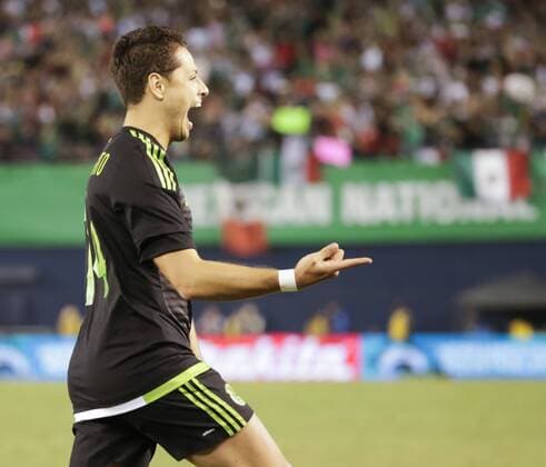 June 01, 2016: Mexican Forward 14 Javier Chicharito Hernandez celebrates his goal during an international soccer match between Mexico and Chile at Qualcomm Stadium in San Diego, California. Mexico defeats Chile 1-0. Soccer 2016: Mexico vs Chile JUN 01 - ZUMAc04_