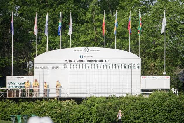 Golf, The Memorial Tournament in Dublin, Ohio June 2, 2016 - Dublin, Ohio, U.S - Scorekeepers start with a blank slate prior to the start of the first round of The Memorial Tournament at Muirfield Village Golf Club, Dublin, Ohio. PGA Golf Herren 2016 - The Memorial Tournament - First Round - ZUMAs304