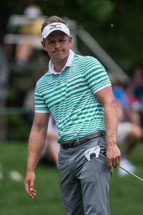 June 2, 2016 - Dublin, Ohio, U.S - Luke Donald reacts to his putt on the sixth hold of the first round of The Memorial Tournament at Muirfield Village Golf Club, Dublin, Ohio. PGA Golf Herren 2016 - The Memorial Tournament - First Round - ZUMAs304
