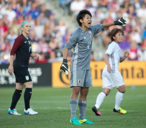 June 2, 2016 - Commerce City, Colorado, U.S - Japan G AYAKA YAMASHITA, center, directs her defense before a free kick during a friendly match against Japan before the Olympics at Dicks Sporting Goods Park Thursday Evening. USA Women tie Japan 3-3. USA Soccer 2016 - USA Womens national team Nationalteam tie Japan 3-3. - ZUMAav4_