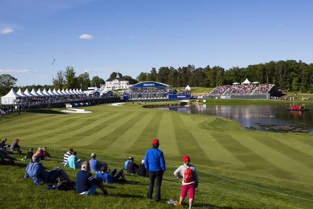 160604 Generell vy över 18:e halet under dag tre av golftävlingen Nordea Masters den 4 Juni 2016 i Stockholm.  Copyright: ANDREASxSANDSTRÖM BB160604BB127