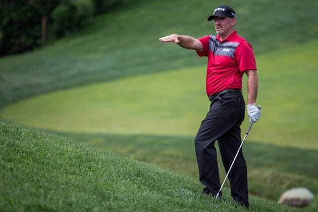 June 4, 2016 - Dublin, Ohio, U.S - Rod Pampling surveys the 17th green before his chip shot during the third round of The Memorial Tournament at Muirfield Village Golf Club, Dublin, Ohio. Golf 2016 - The Memorial Tournament - Third Round - ZUMAs304
