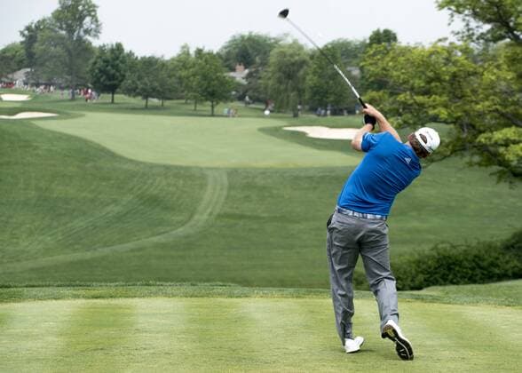 June 04 2016: Dublin, OH, USA: J.B Holmes teeing off during the Third Round of the Memorial Tournament presented by Nationwide at the Muirfield Village Golf Club. (Photo by Jason Mowry Icon Sportwire) GOLF: JUN 04 PGA Golf Herren - the Memorial Tournament presented by Nationwide - Third Round Icon160604016 EDITORIAL USE ONLY