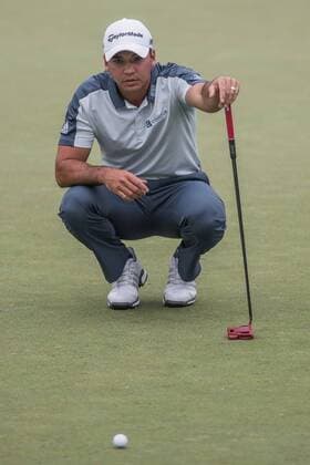 June 4, 2016 - Dublin, Ohio, U.S - Jason Day lines up his putt on the 16th green during the third round of The Memorial Tournament at Muirfield Village Golf Club, Dublin, Ohio. Golf 2016 - The Memorial Tournament - Third Round - ZUMAs304