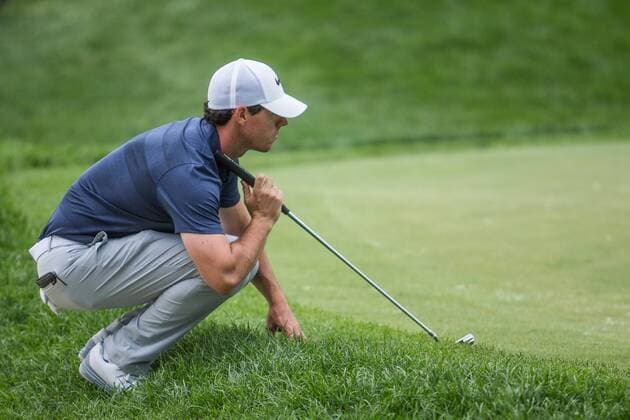 June 4, 2016 - Dublin, Ohio, U.S - Rory McIlroy lines up a putt on the 16th green during the third round of The Memorial Tournament at Muirfield Village Golf Club, Dublin, Ohio. Golf 2016 - The Memorial Tournament - Third Round - ZUMAs304