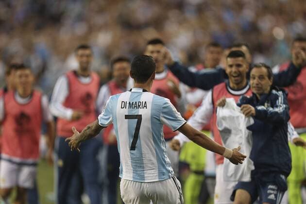 Argentinian Angel Di Maria celebrates after scoring a goal during a game for the Copa America Centenario between Argentina and Chile at the Levi s Stadium, in Santa Clara, California, EEUU, 06 June 2016. Argentina vs Chile !ACHTUNG: NUR REDAKTIONELLE NUTZUNG!  MMD05 20160607-636008743942123903