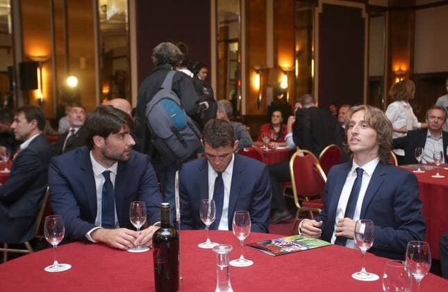 Award Soccer Oscar 06.06.2016., Zagreb, Croatia - The Westin Hotel was held awards ceremony Soccer Oscar organized by the Football union and Croatian newspapers Sportske novosti News). Vedran Corluka, Mateo Kovacic, Luka Modric.  IgorxKralj PIXSELL