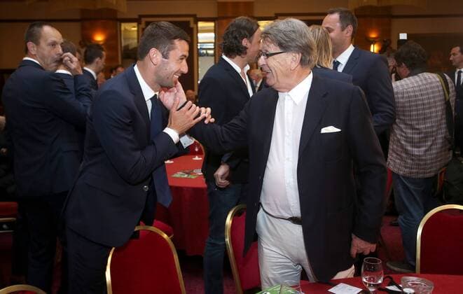 Award Soccer Oscar 06.06.2016., Zagreb, Croatia - The Westin Hotel was held awards ceremony Soccer Oscar organized by the Football union and Croatian newspapers Sportske novosti News). Darijo Srna, Miroslav Ciro Blazevic.  IgorxKralj PIXSELL