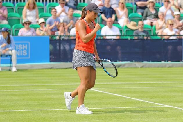07.06.2016. Nottingham Tennis Centre, Nottingham, England. Aegon WTA Tennis Damen Nottingham Open Day 4. Fist pump from Tara Moore of Great Britain as she wins a point against Donna Vekic of Croatia xDavidxKissmanx  ActionPlus11746189