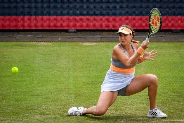 Swiss Belinda Bencic pictured in action during a tennis game between Belgian Alison Van Uytvanck WTA Tennis Damen 132) and Swiss Belinda Bencic (WTA 8) in the first round of the women s singles at the Ricoh Open WTA tennis tournament in Rosmalen, the Netherlands, Tuesday 07 June 2016. LUCxCLAESSEN  x04867081x