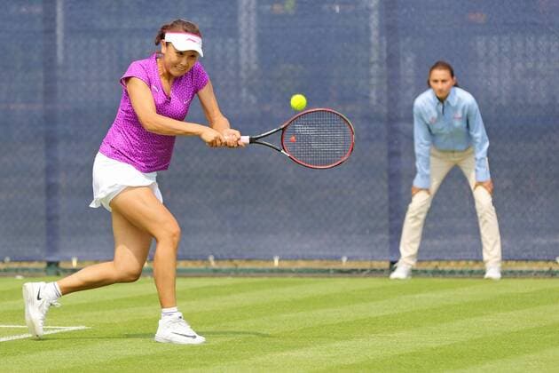 08.06.2016. Nottingham Tennis Centre, Nottingham, England. Aegon WTA Tennis Damen Nottingham Open Day 5. Shuai Peng of China in action in the doubles xDavidxKissmanx  ActionPlus11746439