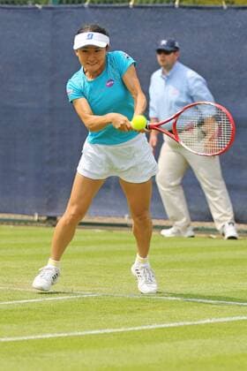 08.06.2016. Nottingham Tennis Centre, Nottingham, England. Aegon WTA Tennis Damen Nottingham Open Day 5. Backhand from Shuko Aoyama of Japan xDavidxKissmanx  ActionPlus11746461