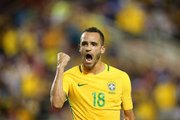 Copa America, Brasilien besiegt Haiti June 8, 2016 - Orlando, FL, USA - Brazil midfielder Renato Augusto reacts to scoring a goal during against Haiti in Copa America group stage action at Camping World Stadium in Orlando, Fla., on Wednesday, June 8, 2016. Brazil won, 7-1. Copa America: Brazil vs. Haiti in Orlando - ZUMAm67_