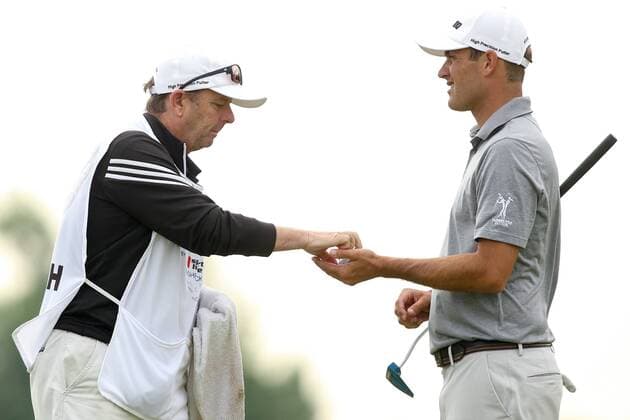 GOLF - Lyoness Open 2016 ATZENBRUGG,AUSTRIA,09.JUN.16 - GOLF - PGA Golf Herren European Tour - Lyoness Open. Image shows Florian Fritsch (GER) with caddy. GEPAxpictures xMaticxKlansek