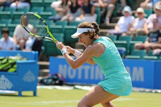 09.06.2016. Nottingham Tennis Centre, Nottingham, England. Aegon WTA Tennis Damen Nottingham Open Day 6. Johanna Konta of Great Britain in action against Saisai Zheng of China xDavidxKissmanx  ActionPlus11746593