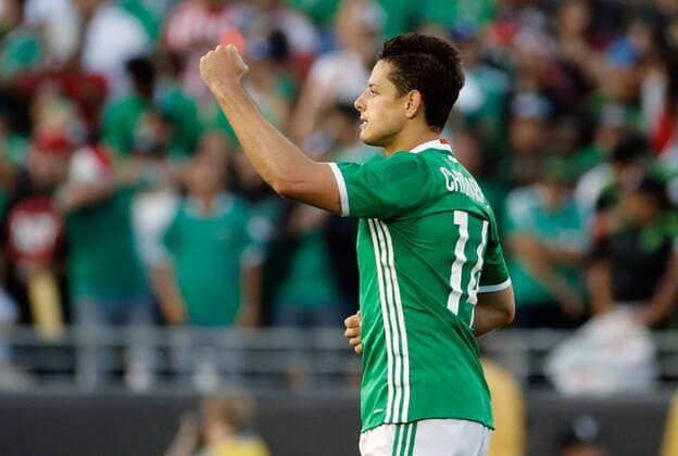 Mexico Javier Chicharito Hernandez celebrates his 1-0 goal before Jamaica during their Copa America Group C match in Pasadena, United States, 9 June 2016. MEXICO VS JAMAICA Nationalteam !ACHTUNG: NUR REDAKTIONELLE NUTZUNG!  PSD009 20160610-636011305818002119