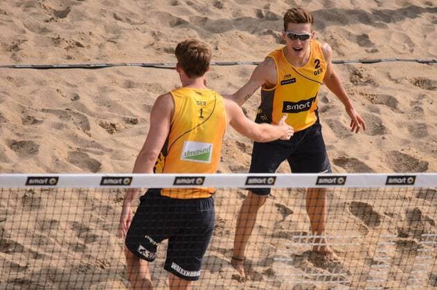 09.06.2016, Hamburg, Tennisstadion Rothenbaum FIVB World Tour 2016, smart Major Hamburg Alexander Walkenhorst ( 1 GER), Bennet Poniewaz ( 2 GER)