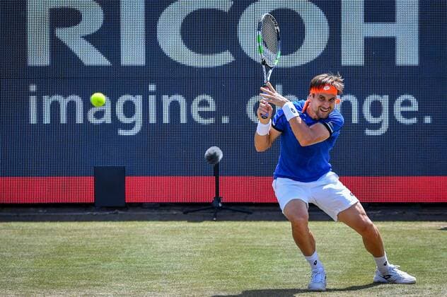 Spanish David Ferrer pictured in action during a tennis game between Spanish David Ferrer and Luxembourgian Gilles Muller in the quarter finals of the men s singles at the Ricoh Open WTA Tennis Damen tennis tournament in Rosmalen, the Netherlands, Friday 10 June 2016. LUCxCLAESSEN  x04868901x