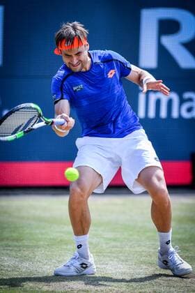 Spanish David Ferrer pictured in action during a tennis game between Spanish David Ferrer and Luxembourgian Gilles Muller in the quarter finals of the men s singles at the Ricoh Open WTA Tennis Damen tennis tournament in Rosmalen, the Netherlands, Friday 10 June 2016. LUCxCLAESSEN  x04868906x