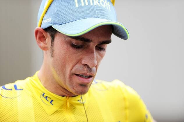 Alberto CONTADOR VELASCO ( SPA Tinkopff ) ist der geschlagene Mann des Tages - er verliert das Gelbe Trikot in der Gesamtwertung an Chris FROOME ( GBR Team SKY ) - Querformat - quer - horizontal - Event Veranstaltung: 68. Criterium du Dauphine - Stage 5 5.Etappe: La Ravoire to nach Vaujany 140.0 km - Location Ort: France Frankreich - Europa Europa - Date Datum: 10.06.2016
