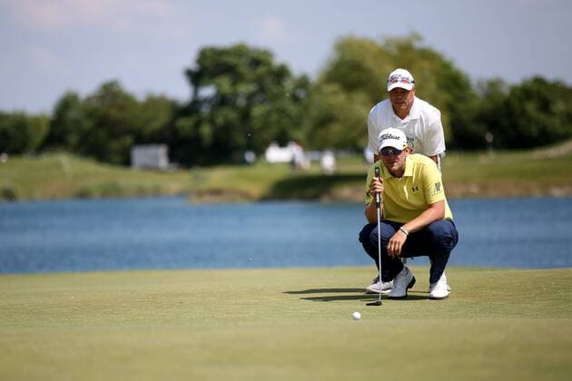 GOLF - PGA Golf Herren Lyoness Open 2016 ATZENBRUGG,AUSTRIA,10.JUN.16 - GOLF - PGA European Tour, Lyoness Open, Diamond Country Club. Image shows Bernd Wiesberger (AUT) and his caddy. GEPAxpictures xDanielxGoetzhaber