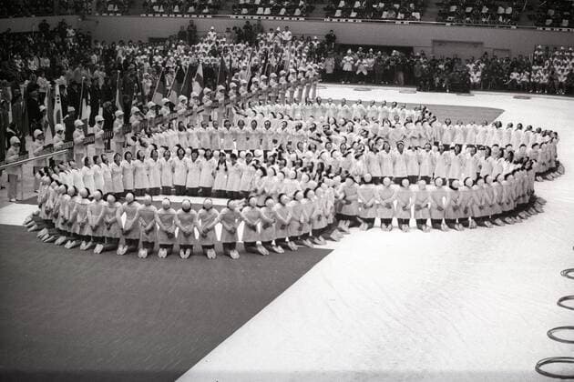 Choreographie während der Schlussfeier der Olympischen Spiele 1972 in Sapporo