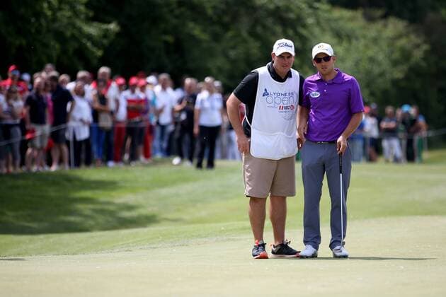 GOLF - PGA Golf Herren Lyoness Open 2016 ATZENBRUGG,AUSTRIA,11.JUN.16 - GOLF - PGA European Tour, Lyoness Open, Diamond Country Club. Image shows Lukas Nemecz (AUT) and his caddy. GEPAxpictures xDanielxGoetzhaber
