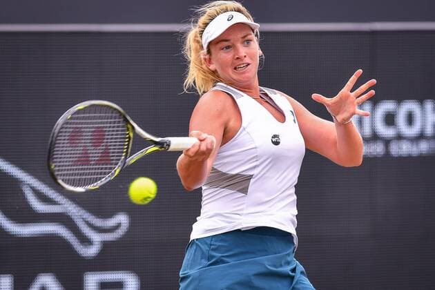 American Coco Vandeweghe pictured in action during a tennis game between American Madison Brengle and American Coco Vandeweghe in the semi finals of the women s singles at the Ricoh Open WTA Tennis Damen tennis tournament in Rosmalen, the Netherlands, Saturday 11 June 2016. LUCxCLAESSEN  x04869426x