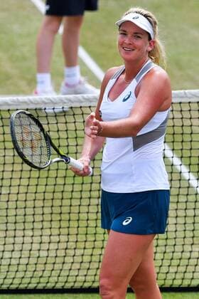 American Coco Vandeweghe celebrates after winning a tennis game between American Madison Brengle and American Coco Vandeweghe in the semi finals of the women s singles at the Ricoh Open WTA Tennis Damen tennis tournament in Rosmalen, the Netherlands, Saturday 11 June 2016. LUCxCLAESSEN  x04869359x