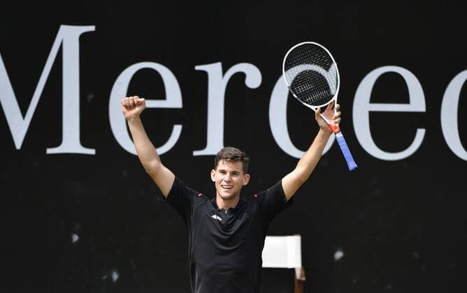 Dominic Thiem (AUT) jubelt über Matchgewinn und Einzug ins Finale 11.06.2016 Halbfinale Tennis Mercedes-Cup Stuttgart Weißenhof 04.06..-12.06.2016 MercedesCup Stuttgart Weißenhof 2016