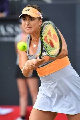 Swiss Belinda Bencic pictured in action during a tennis game between Swiss Belinda Bencic and French Kristina Mladenovic in the semi-finals of the women s singles at the Ricoh Open WTA Tennis Damen tennis tournament in Rosmalen, the Netherlands, Saturday 11 June 2016. LUCxCLAESSEN  x04869624x
