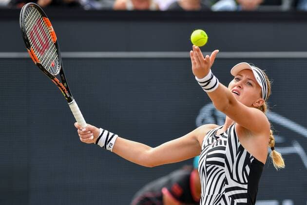 French Kristina Mladenovic pictured in action during a tennis game between French Kristina Mladenovich and American Coco Vandeweghe in the finals of the women s singles at the Ricoh Open WTA Tennis Damen tennis tournament in Rosmalen, the Netherlands, Sunday 12 June 2016. LUCxCLAESSEN  x04869745x