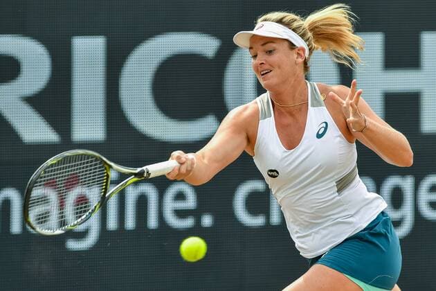 American Coco Vandeweghe pictured in action during a tennis game between French Kristina Mladenovich and American Coco Vandeweghe in the finals of the women s singles at the Ricoh Open WTA Tennis Damen tennis tournament in Rosmalen, the Netherlands, Sunday 12 June 2016. LUCxCLAESSEN  x04869753x