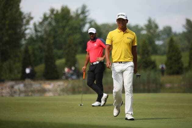 GOLF - PGA Golf Herren Lyoness Open 2016 ATZENBRUGG,AUSTRIA,12.JUN.16 - GOLF - PGA European Tour, Lyoness Open, Diamond Country Club. Image shows Ashun Wu (CHN) and Lombard Zander (RSA). GEPAxpictures xDanielxGoetzhaber