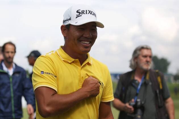 GOLF - PGA Golf Herren Lyoness Open 2016 ATZENBRUGG,AUSTRIA,12.JUN.16 - GOLF - PGA European Tour, Lyoness Open, Diamond Country Club. Image shows the rejoicing of Ashun Wu (CHN). GEPAxpictures xDanielxGoetzhaber