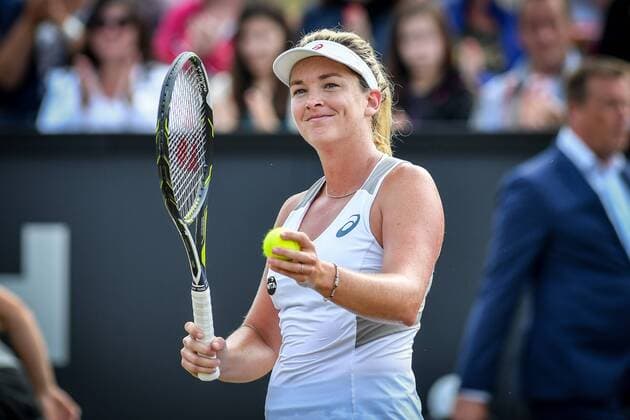 American Coco Vandeweghe celebrates after winning a tennis game between French Kristina Mladenovich and American Coco Vandeweghe in the finals of the women s singles at the Ricoh Open WTA Tennis Damen tennis tournament in Rosmalen, the Netherlands, Sunday 12 June 2016. LUCxCLAESSEN  x04869834x