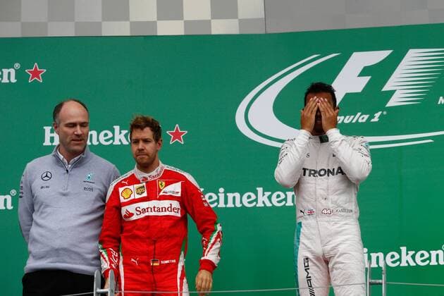 Formel 1, GP Kanada Motorsports: FIA Formula One World Championship WM Weltmeisterschaft 2016, Grand Prix of Canada, 5 Sebastian Vettel (GER, Scuderia Ferrari), 44 Lewis Hamilton (GBR, Mercedes AMG Petronas F1 Team), xWWx