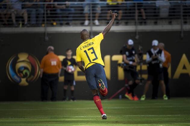 June 12, 2016 - East Rutherford, New Jersey, U.S - Ecuador forward ENNER VALENCIA (13) celebrates the first goal of the game during the Copa America Centenario USA 2016 soccer tournament at MetLife Stadium in East Rutherford, NJ Soccer 2016 - Copa America Centenario Ecuador vs. Haiti 4-0 - ZUMAs192