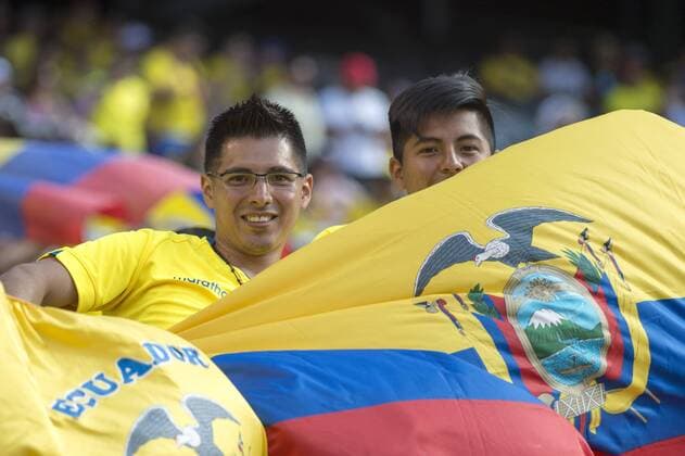 East Rutherford, New Jersey, U.S - Ecuador fans cheer on their team during the Copa America Centenario USA 2016 soccer tournament at MetLife Stadium in East Rutherford, NJ Soccer 2016 - Copa America Centenario Ecuador vs. Haiti 4-0 - ZUMAs192
