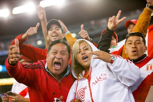 FOXBOROUGH, June 12, 2016 -- Fans of Peru celebrate after the Copa America Centenario football tournament match between Peru and Brazil in Foxborough, Massachusetts, the United States, on June 12, 2016. Peru won 1-0. ) (SP)US-MASSACHUSETTS-FOXBOROUGH-COPA AMERICA0 CENTENARIO-BRZIL VS PERU LixMuzi 