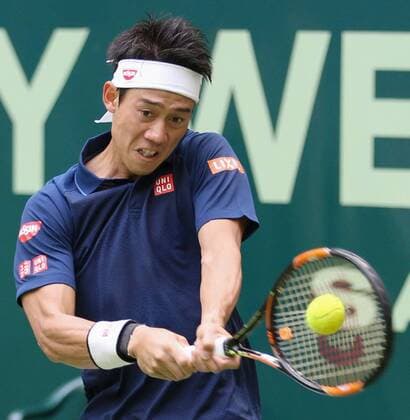 Nishikori advances to Gerry Weber Open 2nd round Japan s Kei Nishikori returns a shot against Lucas Pouille of France in his 6-7, 6-1, 6-4 win in a first-round match of the Gerry Weber Open tennis tournament in Halle, Germany, on June 13, 2016. 
