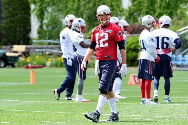 Monday, June 13, 2016: New England Patriots quarterback Tom Brady (12) walks the field at the New England Patriots organized team activities held on the practice field at Gillette Stadium, in Foxborough, Massachusetts. NFL American Football Herren USA 2016: Patriots OTA JUN 13 - ZUMAc04_