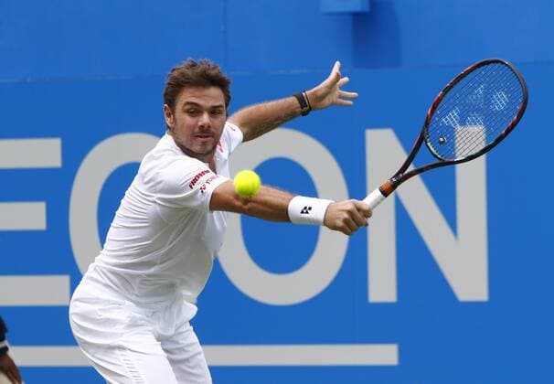 14.06.2016. Queens Club, London, England. Aegon Queens Tennis Championships Day Two. Stan Wawrinka (SUI) hits a backhand in his 1st round match against Fernando Verdasco (ESP). xAlanxMartinx  ActionPlus11749030