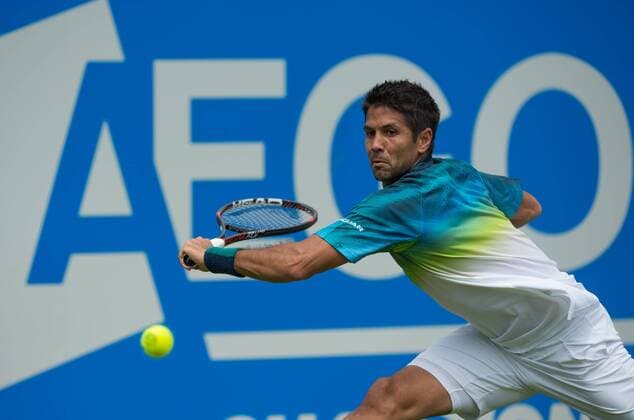 (160614) -- LONDON, June 14, 2016 -- Fernando Verdasco of Spain returns a shot during his singles first round match against Stan Wawrinka of Switzerland during day two of the ATP Tennis Herren 500 Aegon Championships at the Queen s Club in London, Britain on June 14, 2016. ) (SP)BRITAIN-LONDON-TENNIS-AEGON CHAMPIONSHIPS-WAWRINKA VS VERDASCO JonxBuckle 